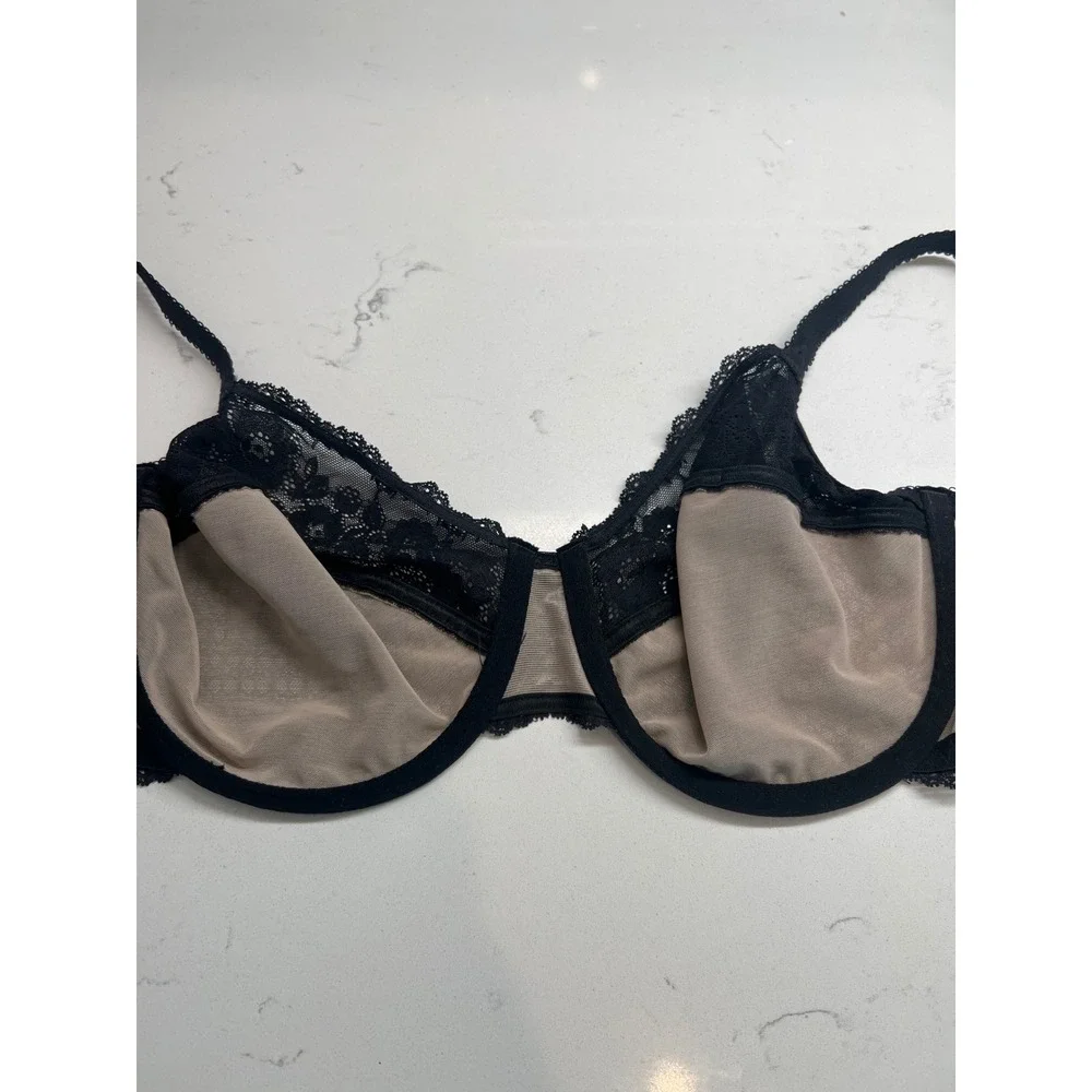 Wacoal‎ Retro Chic Full Figure Underwire Bra Black Lace 851212 US 32G